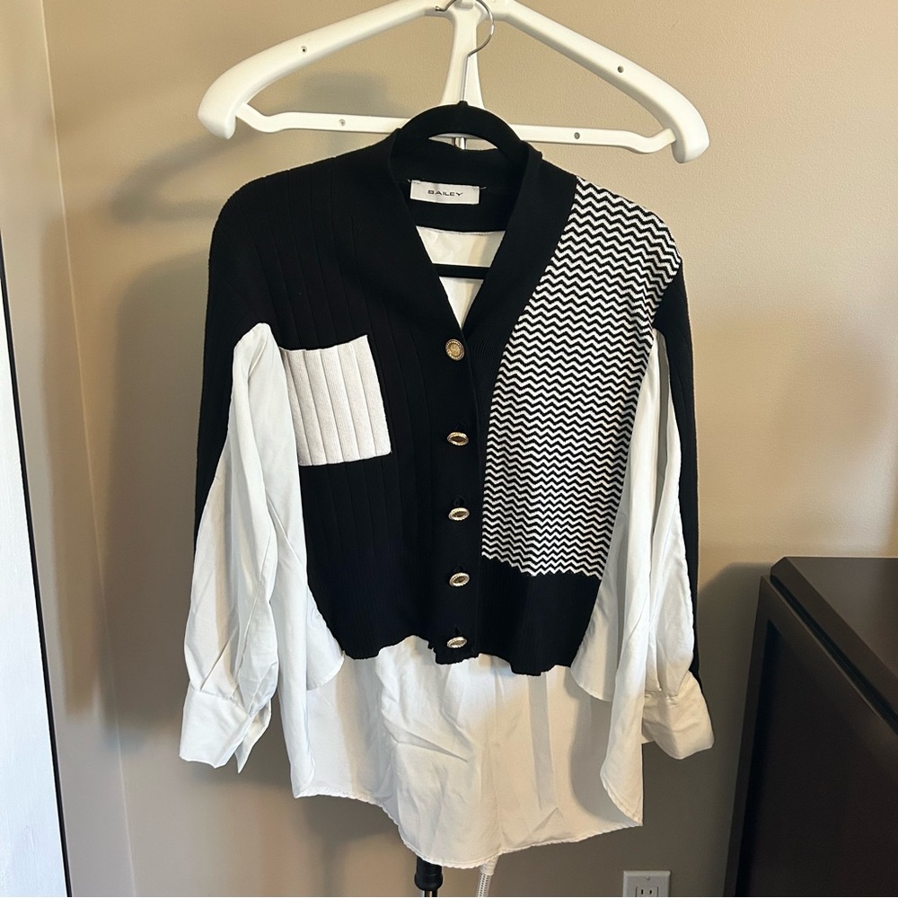 Black and White Cardigan Sweater